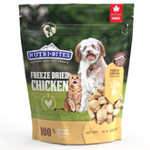 Nutri Bites freeze-dried chicken treats package closeup – natural protein snack.