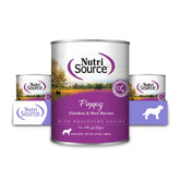 NutriSource Chicken & Rice Puppy Wet Food pack of 12 cans supports growing puppies with balanced nutrition.
