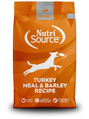 NutriSource Choice turkey meal and barley dog formula meal bowl for energy and balanced nutrition