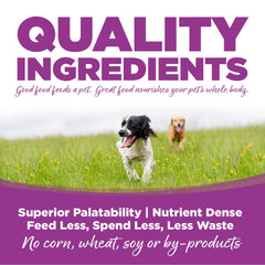 NutriSource large-breed puppy bag with scattered kibble illustrates rotational feeding for varied meals