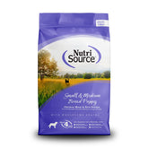 NutriSource puppy food small-breed bowl - supports healthy growth with balanced nutrition.