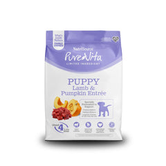NutriSource Pure Vita Lamb & Pumpkin Puppy Kibble: grain-free formula supporting healthy growth.