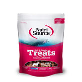 NutriSource Soft & Tender Treats Salmon packaging shows wholesome ingredients for dogs.
