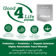 NutriSource bag back outlines feeding guidelines and complete ingredient overview.
