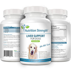 Nutrition Strength Liver Support for Dogs dandelion root—herbal detox components.