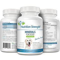 Nutrition Strength Minerals tablets on paw captures easy daily dosing for bone and nerve health.