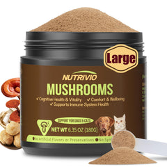 Nutrivio turkey-tail mushroom powder bottle for immune support in pets