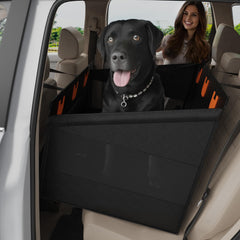 Nuzzpawur large dog car seat inside view shows extra backseat space for two dogs.