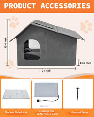 Nvifco heated cat house with door flaps enables easy outdoor access