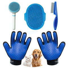 NVNAN dog grooming brush set with gloves aids gentle shedding control and skin stimulation.
