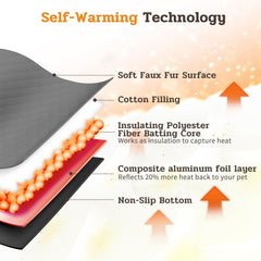 NWK Fluffy Self-Warming Cat Mat non-slip bottom keeps it in place during play.