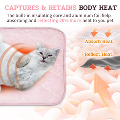 NWK Fluffy Self Warming Cat Mat on car seat illustrates travel-friendly warmth.