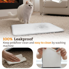 NWK Fluffy Self Warming Cat Mat shown on sofa and car seat for versatile use.