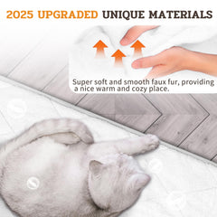 NWK Fluffy Self-Warming Cat Mat on sofa provides a warm resting spot