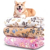 NXDZI three-pack dog blankets in pink, brown, and white for versatile pet resting.
