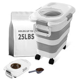 nxizoli 25-lbs dog food storage folded demonstrates space saving travel-ready design