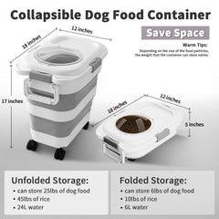 nxizoli collapsible dog food container folded for compact storage.