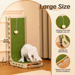 Nxwjoy cat scratch pad angled view green demonstrates secure L shaped base for stability