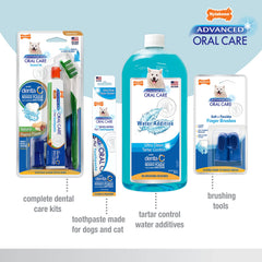 Nylabone bacon-flavored toothpaste with calcium pairs with Denta-C for senior dogs