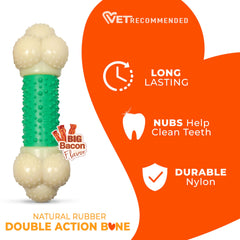 Nylabone Double Action Bone Power Chew Toy dental-nubs help reduce plaque during chews