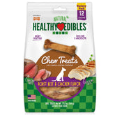 Nylabone Healthy Edibles roast beef treat closeup showing long-lasting chew for happily occupied dogs.