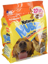 Nylabone Natural Nubz edible dog chews; pack front view showing a 22-count bag that helps clean teeth.