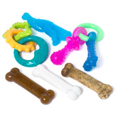 Nylabone New Puppy Starter Kit soft-teething-bone eases teething discomfort.