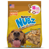 Nylabone Nubz peanut butter chews in packaging for large dogs; long-lasting dental chew.