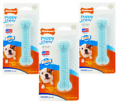 Nylabone puppy chew chicken-flavored teething bones 3-pack promote clean teeth and engaging chew sessions