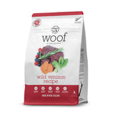The New Zealand Natural Pet Food Co Woof Venison Bites closeup shows premium venison bites for dogs.