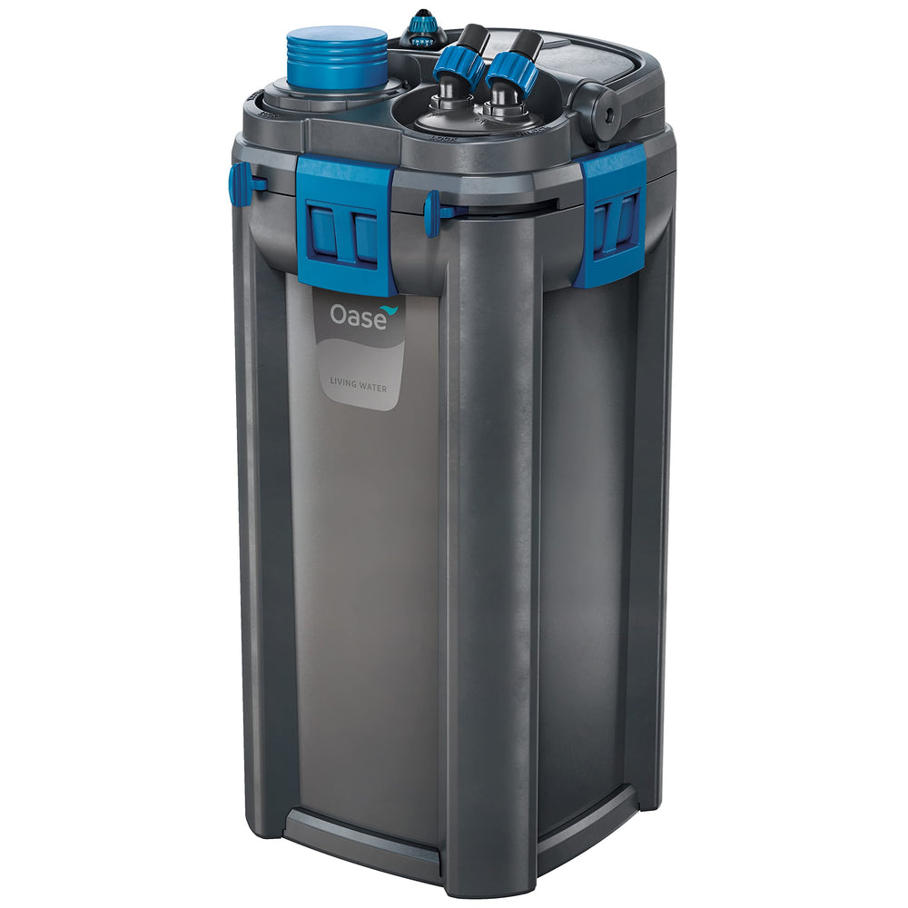 OASE BioMaster 850 front view shows compact external filter design for tidy setup.