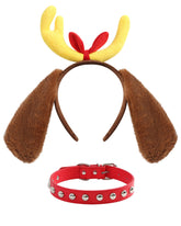 Obavioy deer antler dog ears headband plush ears for festive cosplay