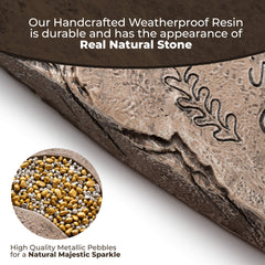 OBSI dog memorial pawprint-embellishment sparkles in sunlight for a touching display.