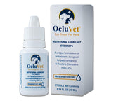 OcluVet eye drops bottle highlighting pet eye health and comfort.