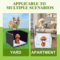 OCMML dog litter box high-walls with splash guard reduces urine escape.