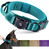 Odokele AirTag dog collar blue side view showing rugged design for large dogs.