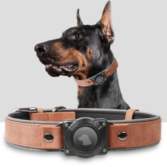 Odokele AirTag dog collar leather closeup shows durable material for daily wear