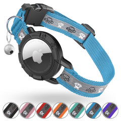 Odokele reflective AirTag cat collar blue XS front view boosts nighttime visibility