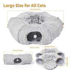 Odoland cat tunnels bed with 33-5 inch donut tunnel for spacious play