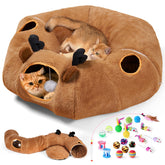 Odoland Reindeer Cat Tunnels Bed exterior shows a cozy indoor play nook for cats