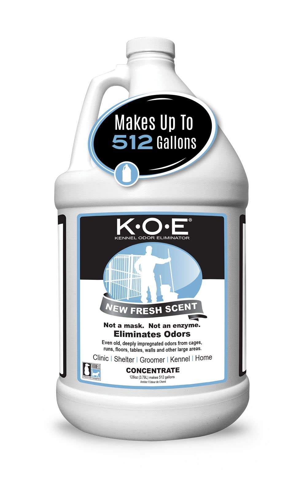Odorcide K.O.E. Fresh Scent concentrate bottle neutralizes odors at the source.