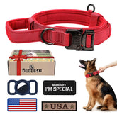 OEBEESA Tactical Dog Collar with red handle for secure control on walks