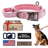 OEBEESA tactical dog collar with handle enables controlled walks.