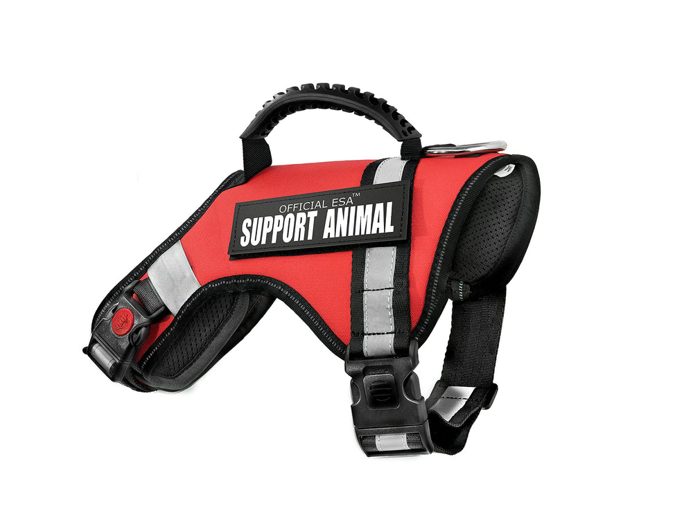 Official ESA Support Pets harness frontal view highlights easy public recognition and safety.