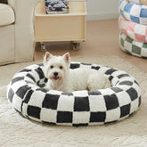 Ohocut Checkered Dog Bed outer view highlights inviting pattern and cozy appeal.
