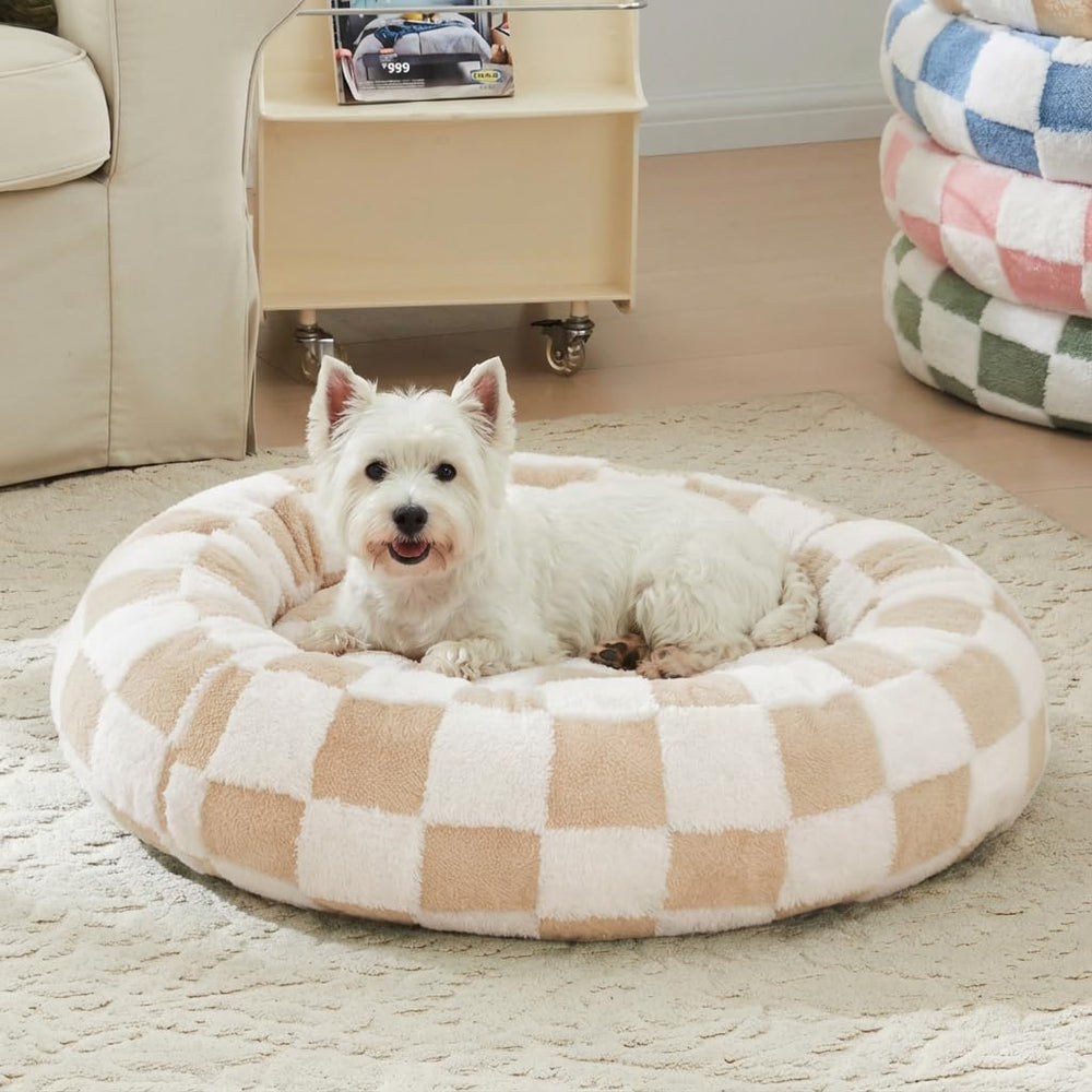 Ohocut checkered dog bed round offers cozy comfort for relaxed lounging
