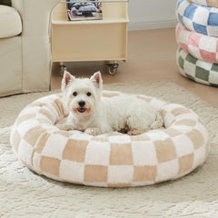 Ohocut checkered dog bed round offers cozy comfort for relaxed lounging