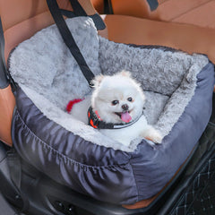 Oiilores dog car seat grey front view with secure straps for safe travels