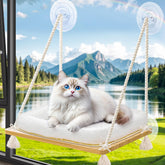 OJLUOJ cat window perch assembly view shows stable solid wood frame setup