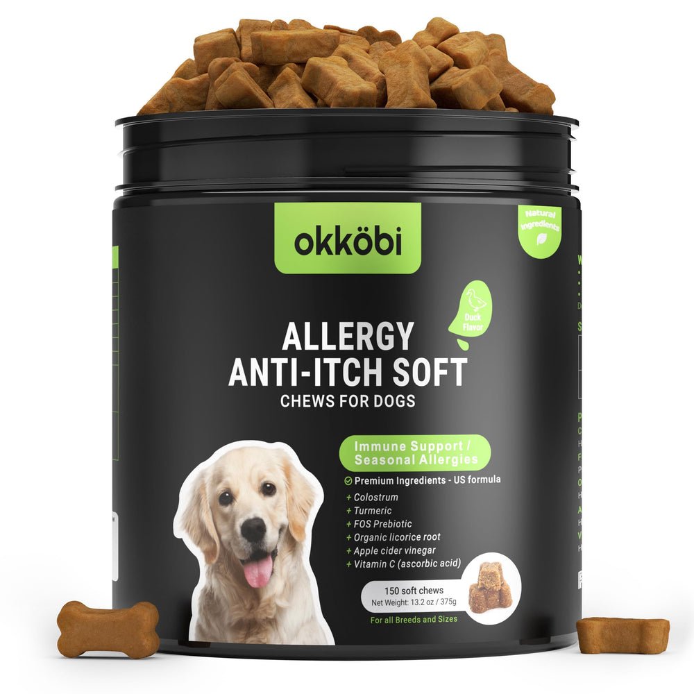 Golosinas OKKÖBI para alergia canina, sabor pato, pack de 150 piezas.